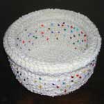 recycled CD rolled-edge basket